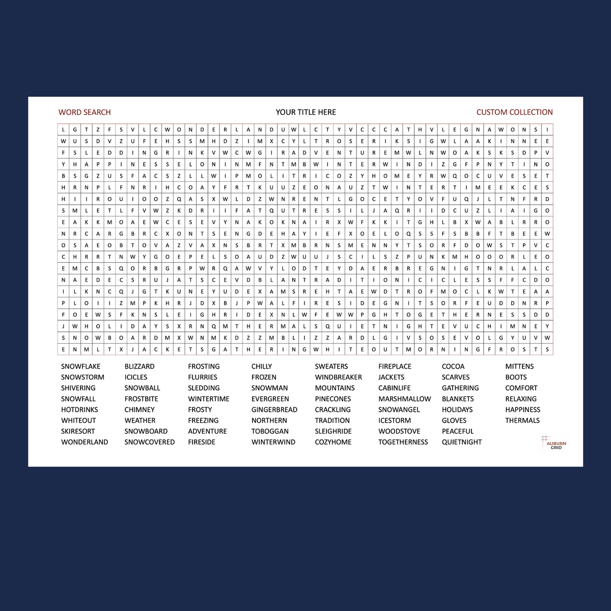 Custom Word Search Puzzle – 36" × 24"