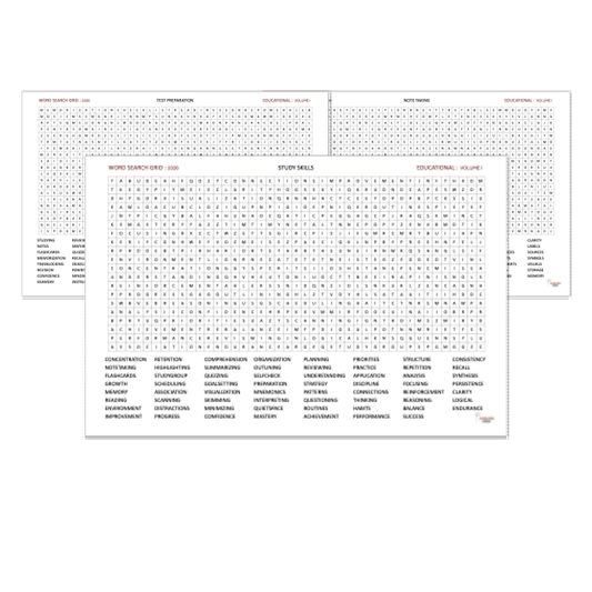 Large format word search puzzle (36" x 24") in theme: Educational