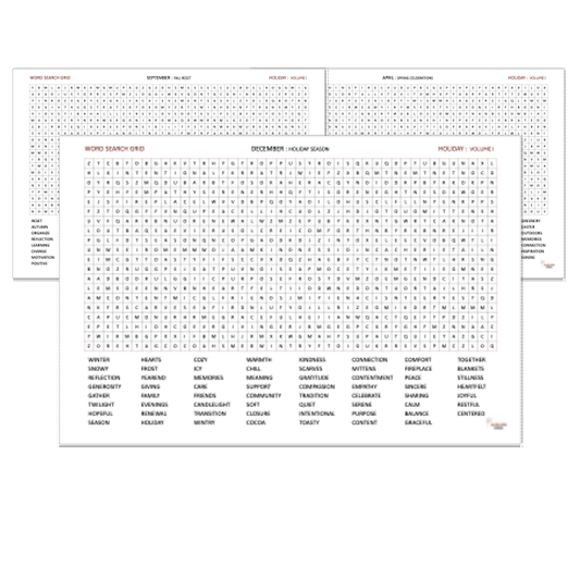 Large format word search (36" x 24") in theme: holiday